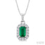 Emerald Shape Gemstone & Halo Diamond Pendant