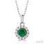 Round Shape Gemstone & Halo Diamond Pendant
