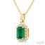 Emerald Shape Gemstone & Halo Diamond Pendant
