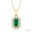 Emerald Shape Gemstone & Halo Diamond Pendant