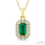 Emerald Shape Gemstone & Halo Diamond Pendant