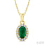 Oval Shape Gemstone & Halo Diamond Pendant