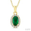 Oval Shape Gemstone & Halo Diamond Pendant