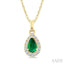 Pear Shape Gemstone & Halo Diamond Pendant
