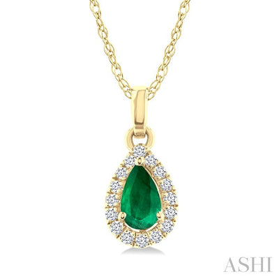 Pear Shape Gemstone & Halo Diamond Pendant