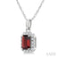 Emerald Shape Gemstone & Halo Diamond Pendant