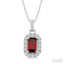 Emerald Shape Gemstone & Halo Diamond Pendant