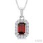 Emerald Shape Gemstone & Halo Diamond Pendant