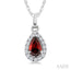Pear Shape Gemstone & Halo Diamond Pendant