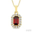 Emerald Shape Gemstone & Halo Diamond Pendant