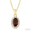 Oval Shape Gemstone & Halo Diamond Pendant