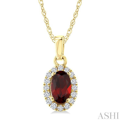 Oval Shape Gemstone & Halo Diamond Pendant