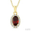 Oval Shape Gemstone & Halo Diamond Pendant