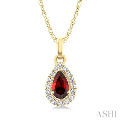 Pear Shape Gemstone & Halo Diamond Pendant