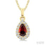Pear Shape Gemstone & Halo Diamond Pendant