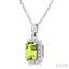 Emerald Shape Gemstone & Halo Diamond Pendant