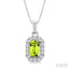 Emerald Shape Gemstone & Halo Diamond Pendant