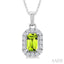Emerald Shape Gemstone & Halo Diamond Pendant