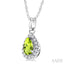 Pear Shape Gemstone & Halo Diamond Pendant