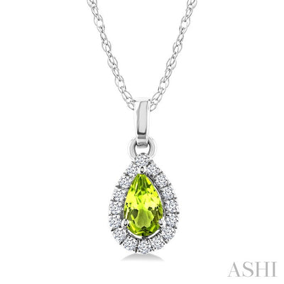 Pear Shape Gemstone & Halo Diamond Pendant