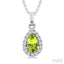 Pear Shape Gemstone & Halo Diamond Pendant