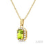 Emerald Shape Gemstone & Halo Diamond Pendant