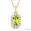 Emerald Shape Gemstone & Halo Diamond Pendant