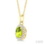 Oval Shape Gemstone & Halo Diamond Pendant