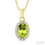 Oval Shape Gemstone & Halo Diamond Pendant