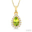 Pear Shape Gemstone & Halo Diamond Pendant