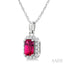 Emerald Shape Gemstone & Halo Diamond Pendant