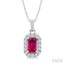 Emerald Shape Gemstone & Halo Diamond Pendant