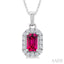 Emerald Shape Gemstone & Halo Diamond Pendant
