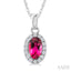 Oval Shape Gemstone & Halo Diamond Pendant