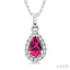 Pear Shape Gemstone & Halo Diamond Pendant