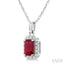 Emerald Shape Gemstone & Halo Diamond Pendant