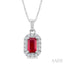 Emerald Shape Gemstone & Halo Diamond Pendant