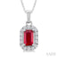 Emerald Shape Gemstone & Halo Diamond Pendant