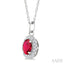 Oval Shape Gemstone & Halo Diamond Pendant