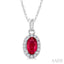 Oval Shape Gemstone & Halo Diamond Pendant