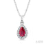 Pear Shape Gemstone & Halo Diamond Pendant