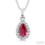 Pear Shape Gemstone & Halo Diamond Pendant