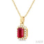 Emerald Shape Gemstone & Halo Diamond Pendant
