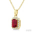Emerald Shape Gemstone & Halo Diamond Pendant