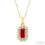 Emerald Shape Gemstone & Halo Diamond Pendant