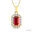 Emerald Shape Gemstone & Halo Diamond Pendant