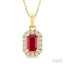Emerald Shape Gemstone & Halo Diamond Pendant