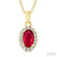 Oval Shape Gemstone & Halo Diamond Pendant