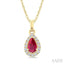Pear Shape Gemstone & Halo Diamond Pendant