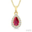 Pear Shape Gemstone & Halo Diamond Pendant